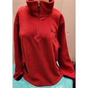 Jane Ashley Red Fleece Quarter Zip Pullover Maine Embroidered XL